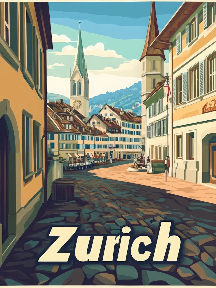 Aihrgdesign Ein Retro-Reiseposter für Zürich