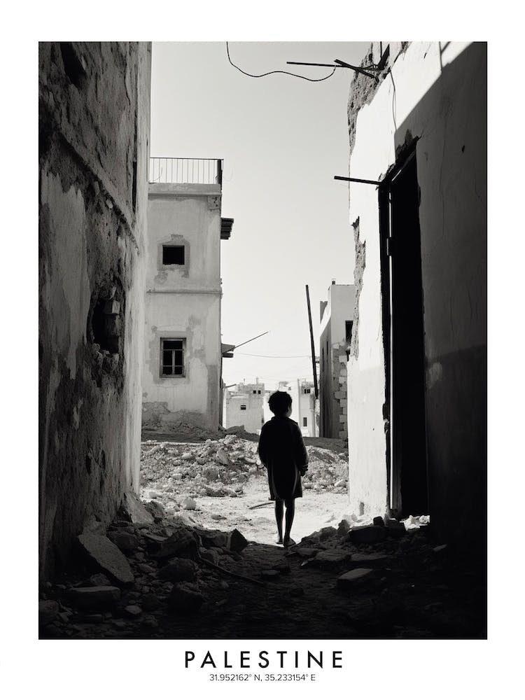 Poster Of Palestine, Black And White Analogue Photograph 4