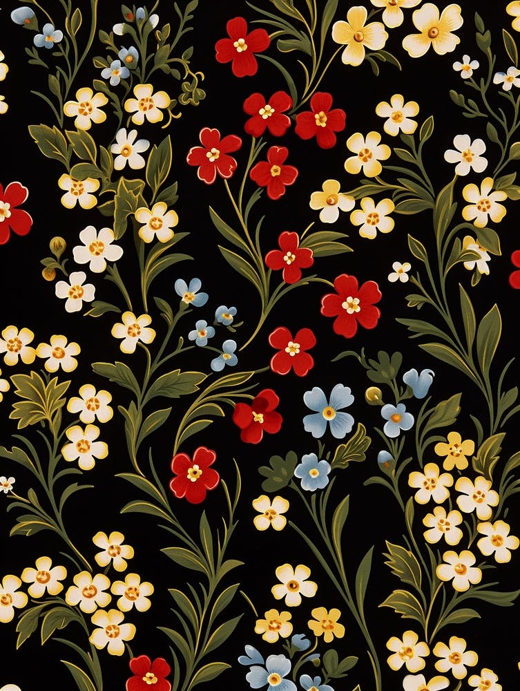 Alpine Forget Me Not 4 William Morris Style Winter Florals