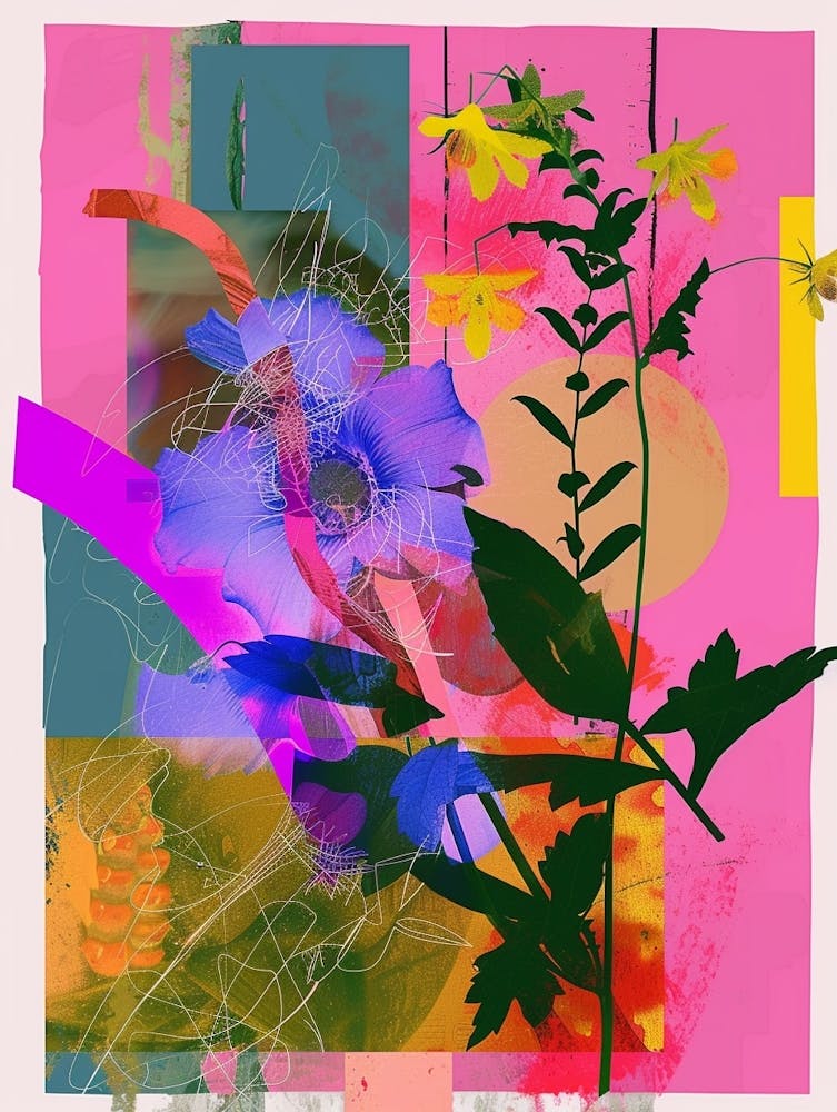 Larkspur 4 Neon Flower Collage