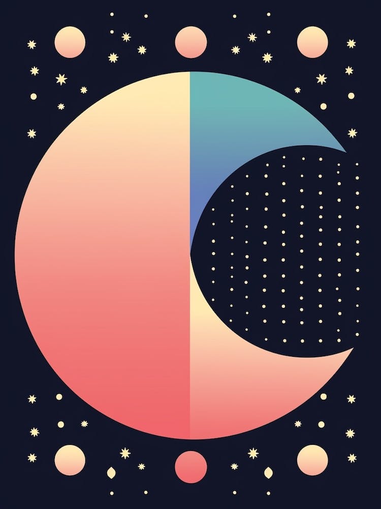 Cute Pastel Moon Digital Illustration  3