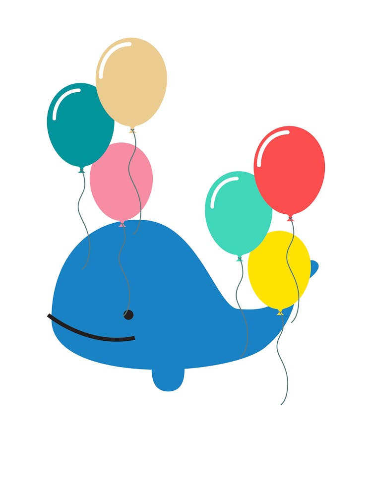 Birthday Whale With Balloons