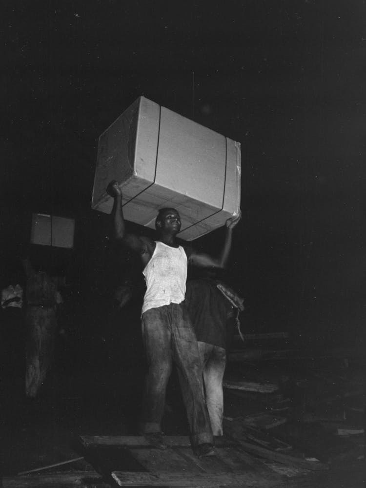 Untitled Photo, Possibly Related To Stevedores Handling Drum, New Orleans, Louisiana By Russell Lee