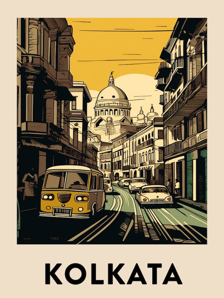 Kolkata Vintage Travel Poster