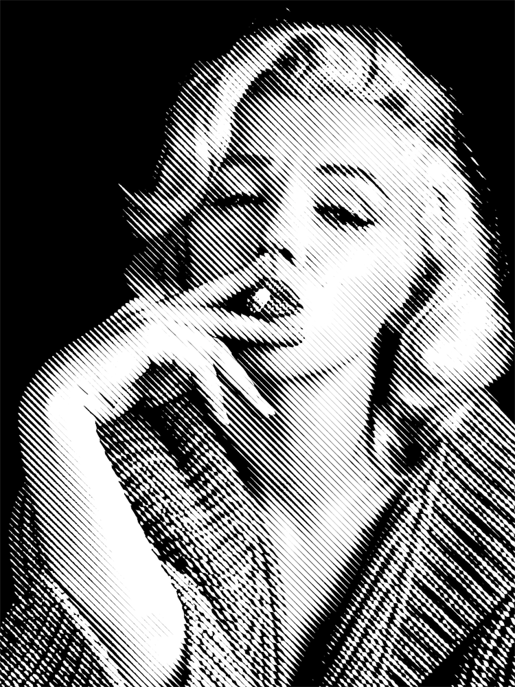 Marilyn Monroe Black White Line Art 2