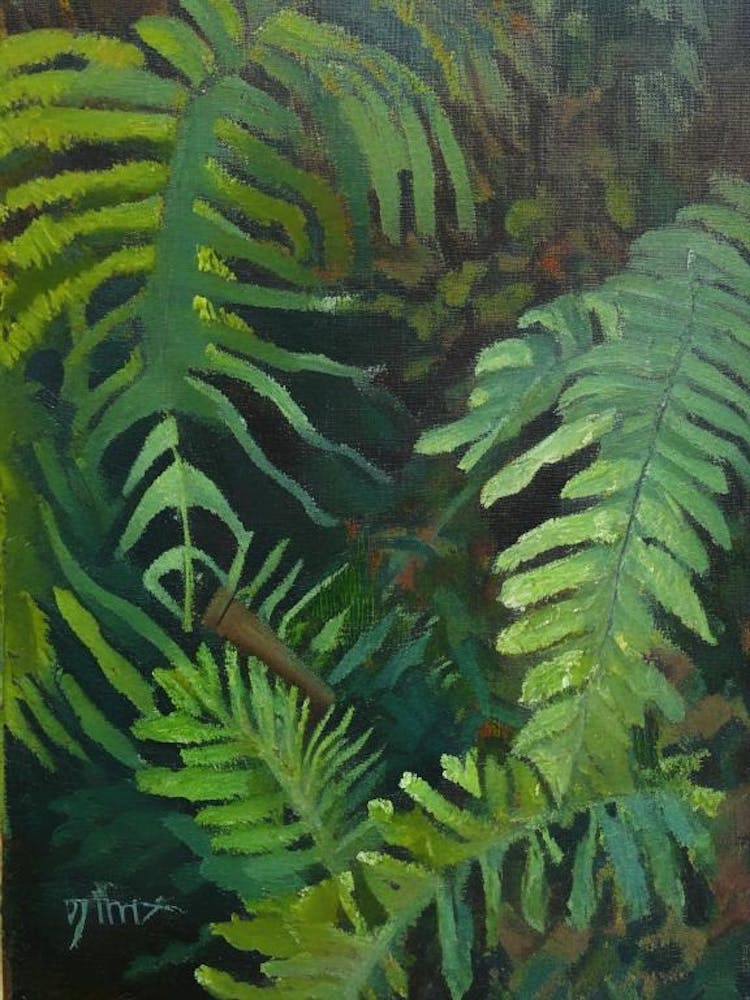 Südlicher Schildfarn im Cézanne-Stil