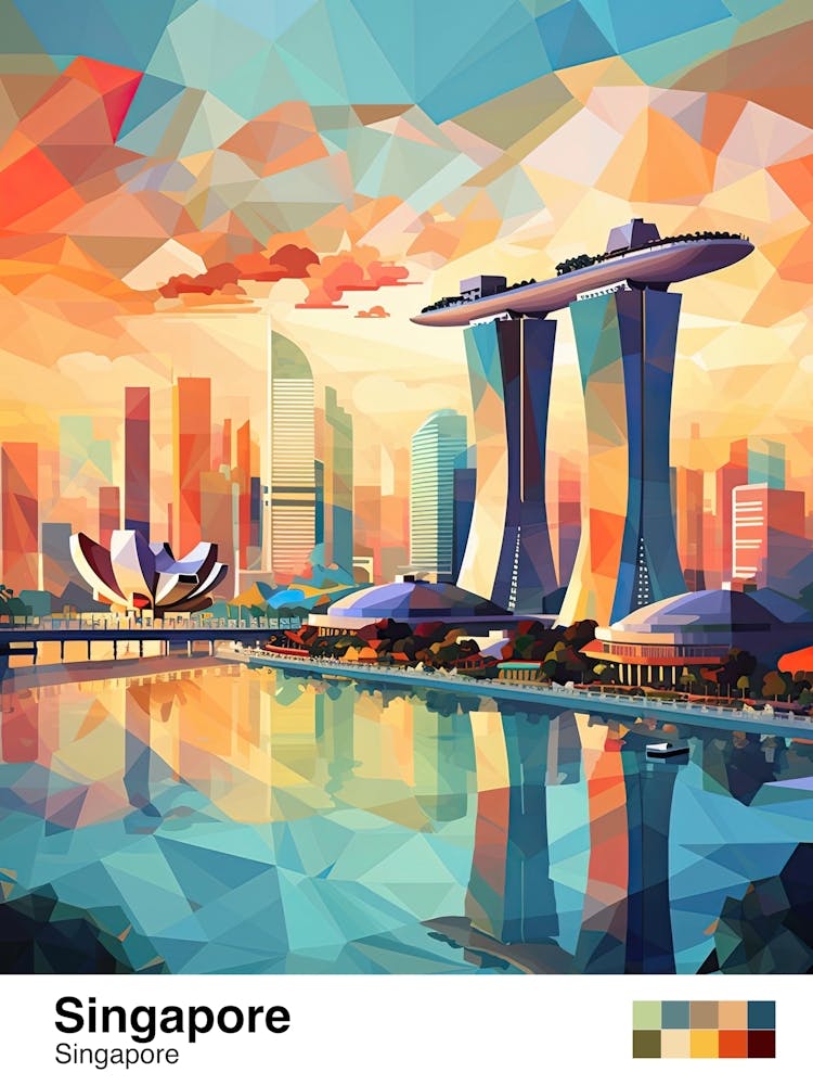 Singapore, Geometric Illustration 1 Poster