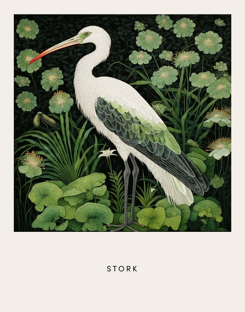 Ohara Koson Inspired Bird Painting Stork 4 Poster