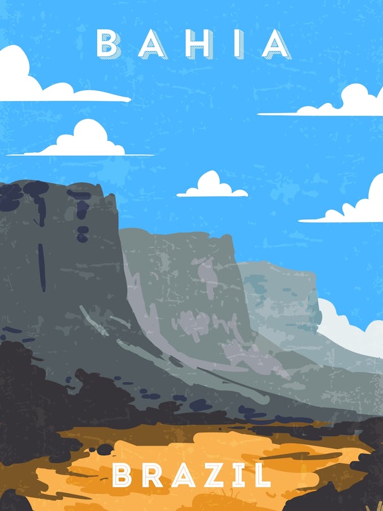 Bahia, Brazil — Retro travel minimalist poster