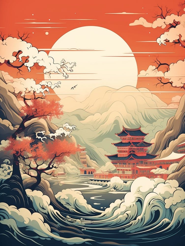 Tsunami Waves Japanese Illustration 10