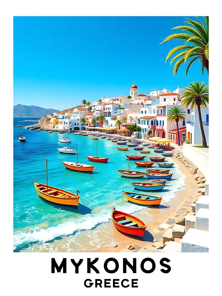 Mykonos - Greece Vintage Travel Poster 45