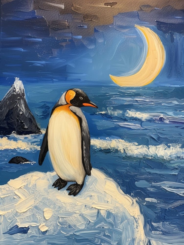 Adlie Penguin Half Moon Island Oil Painting 1