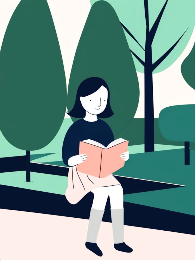 Illustration Of A Girl Reading A Book 3