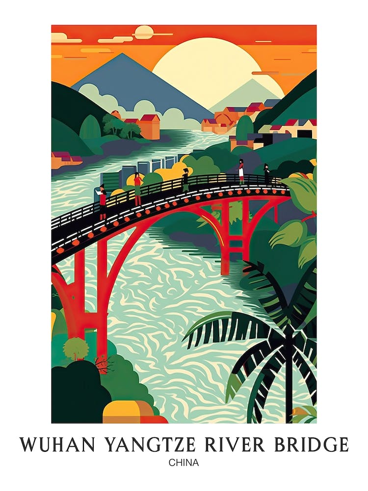 Wuhan Yangtze River Bridge, China, Colourful 2