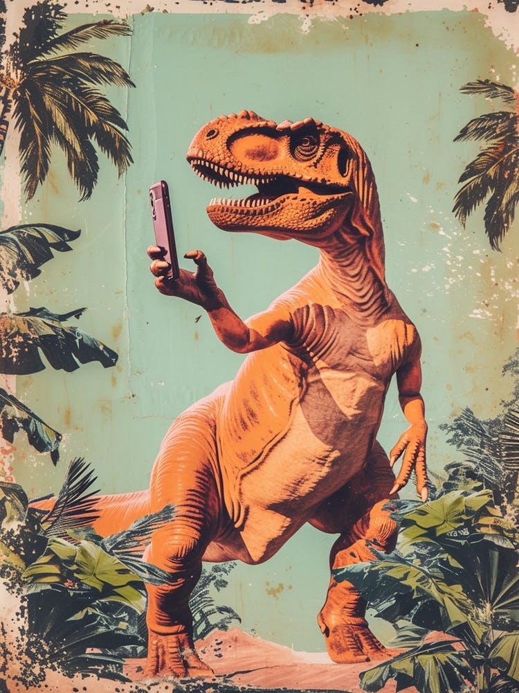 Dinosaur & A Smart Phone Retro Collage 4