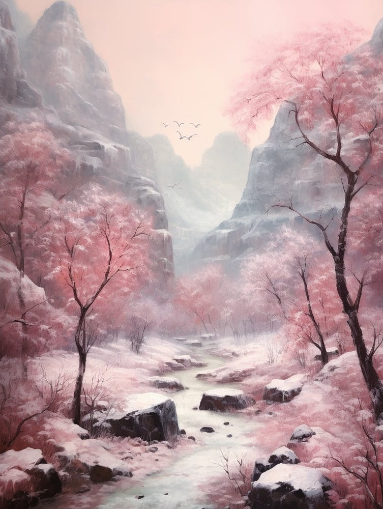 Dreamy Winter Painting Zion National Park United States 2