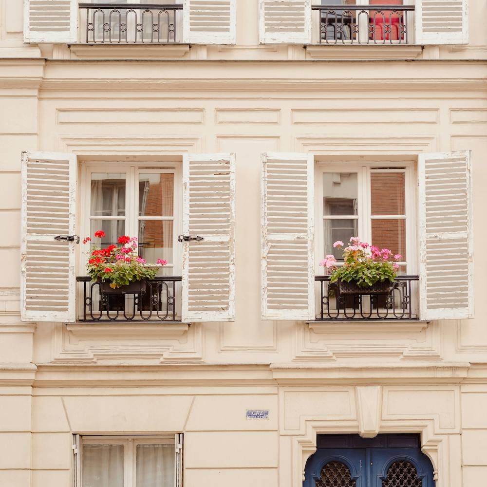 Paris Windows With Flowers Square