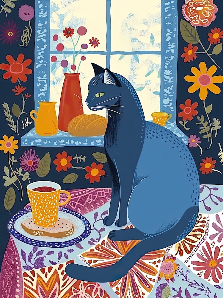 Teezeit mit einer Russisch Blau Katze 3