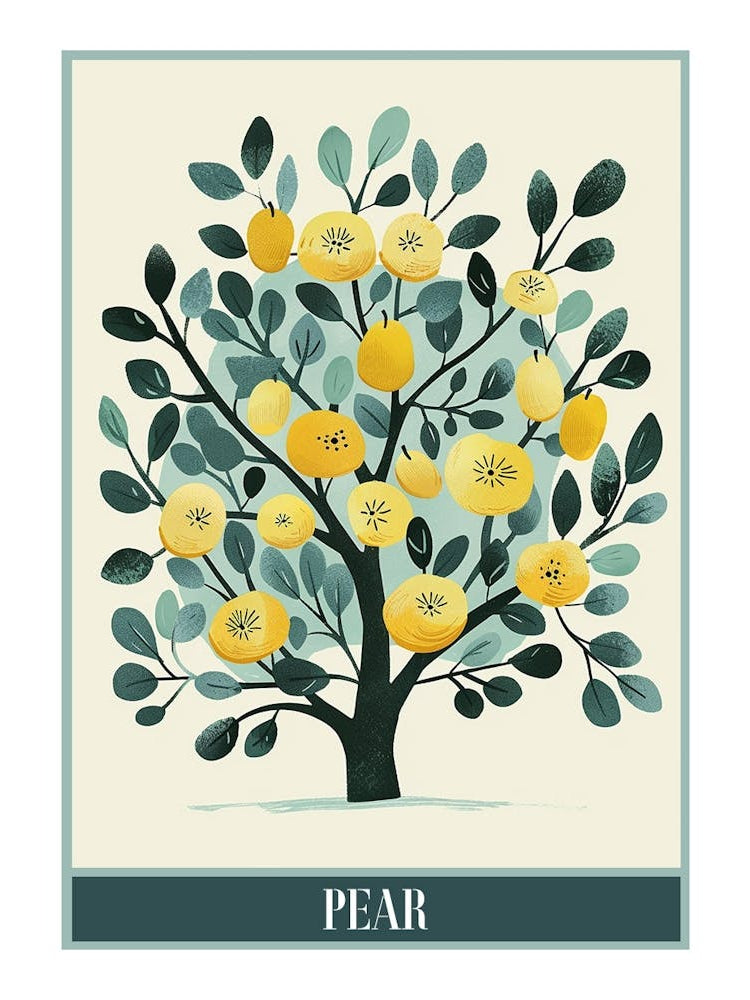 Pear Tree Flat Illustration 5 Poster
