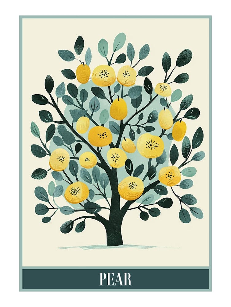 Pear Tree Flat Illustration 5 Poster
