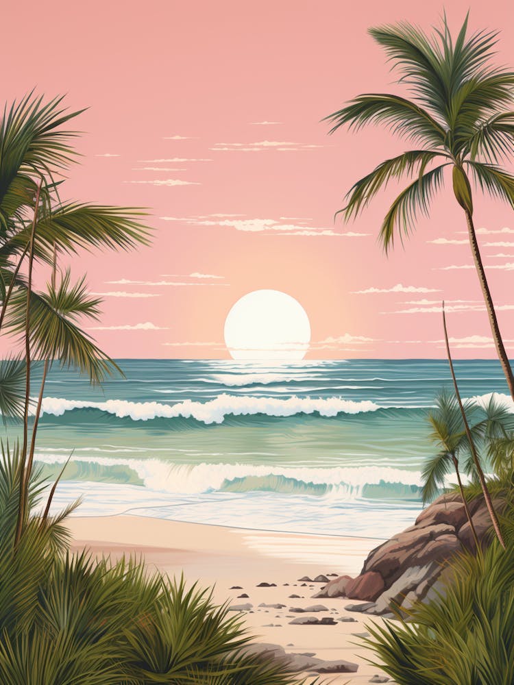 A Canvas Painting Of Tulum Beach, Riviera Maya Mexico 1