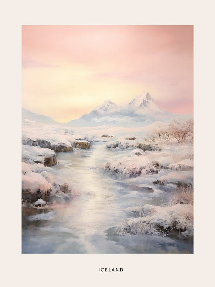 Dreamy Winter Painting Poster Iceland 4
