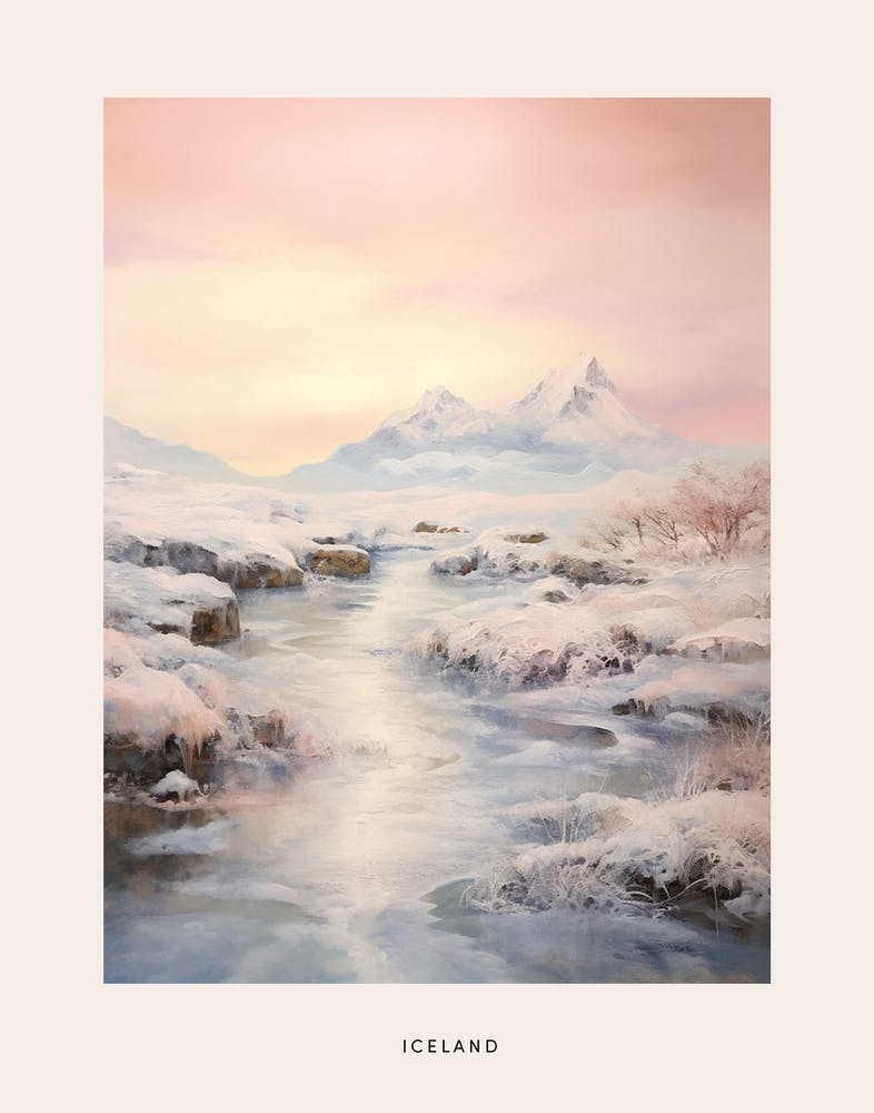 Dreamy Winter Painting Poster Iceland 4