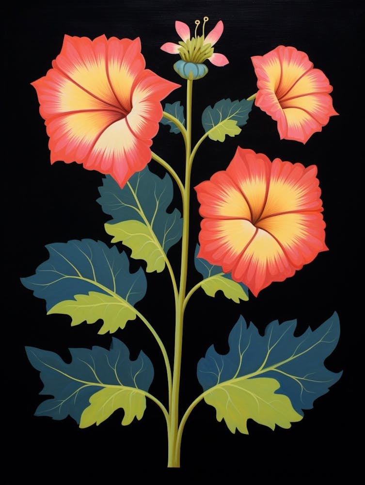 Hollyhock 4 Hilma Af Klint Inspired Flower Illustration