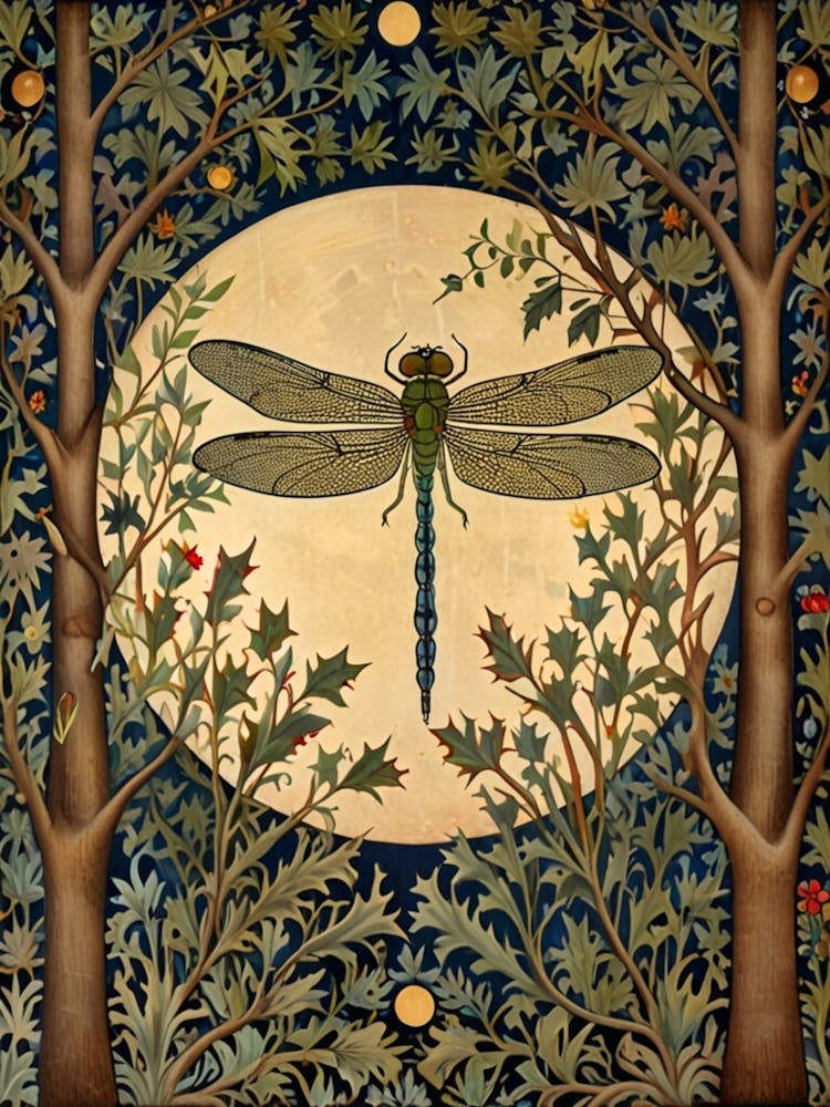 Dragonfly In The Forest William Morris