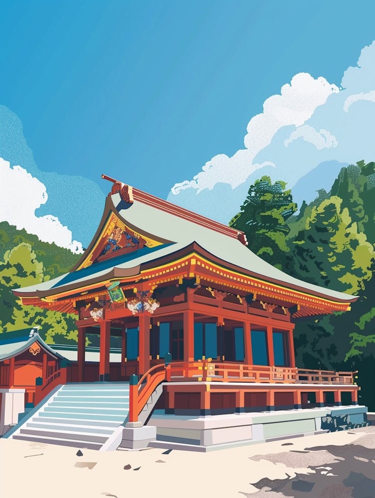 Nikko Toshogu Shrine 2 Colourful Illustration