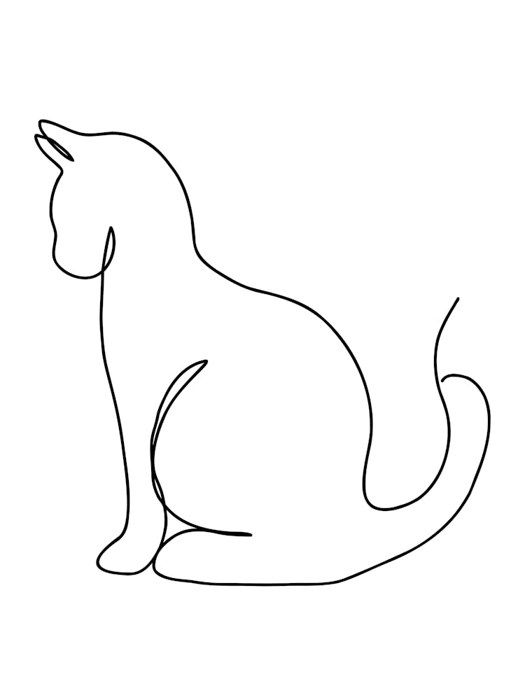 Strichzeichnung Einer Katze Monoline Einfache Linienkunstzeichnung