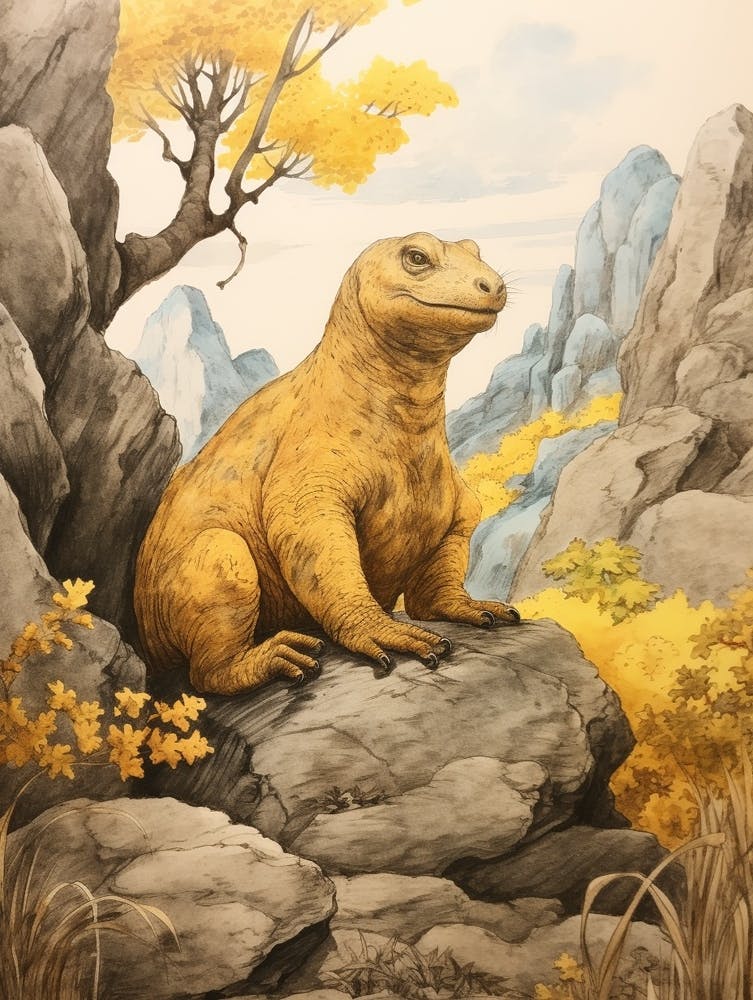 Storybook Animal Watercolour Komodo Dragon