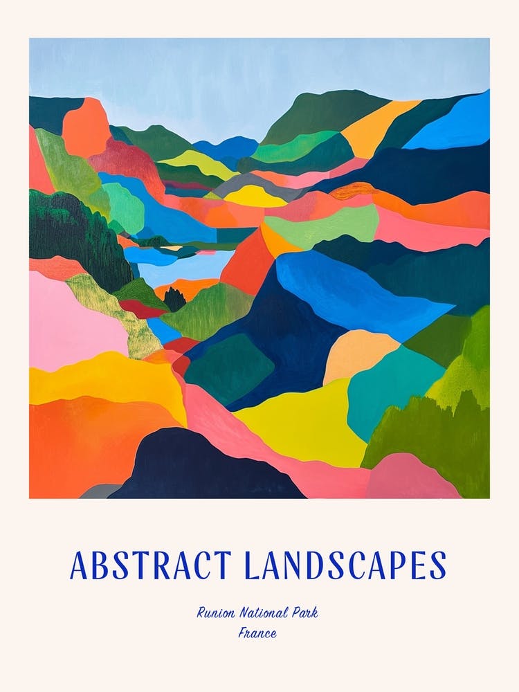 Colourful Abstract Runion National Park France 2 Poster Blue