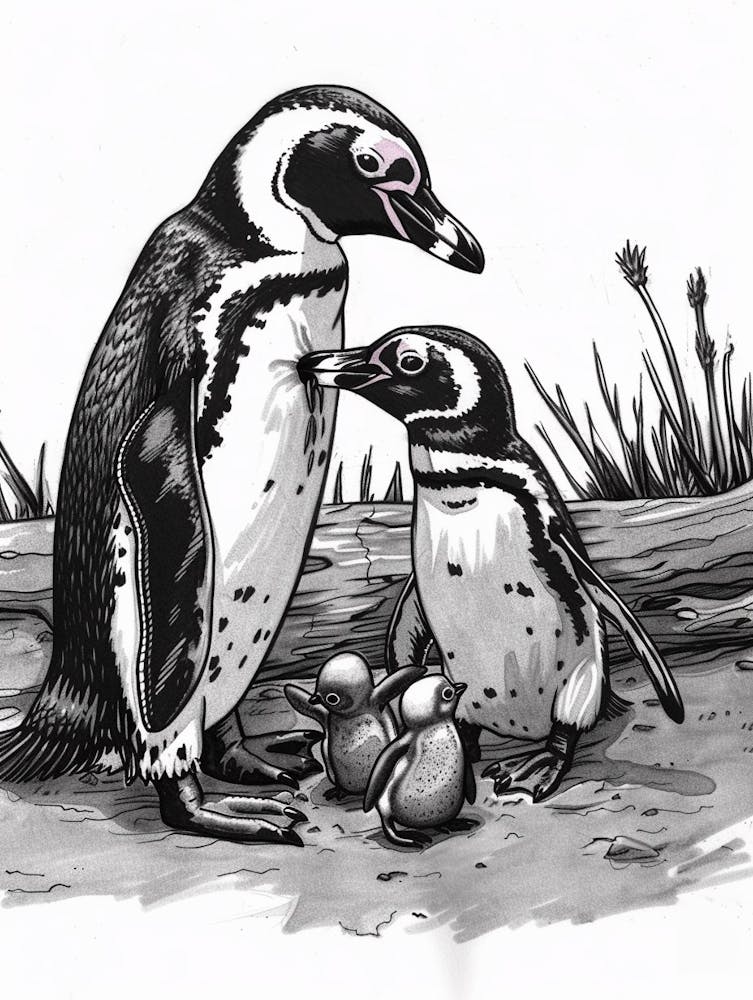 African Penguin Feeding Their Chicks 2