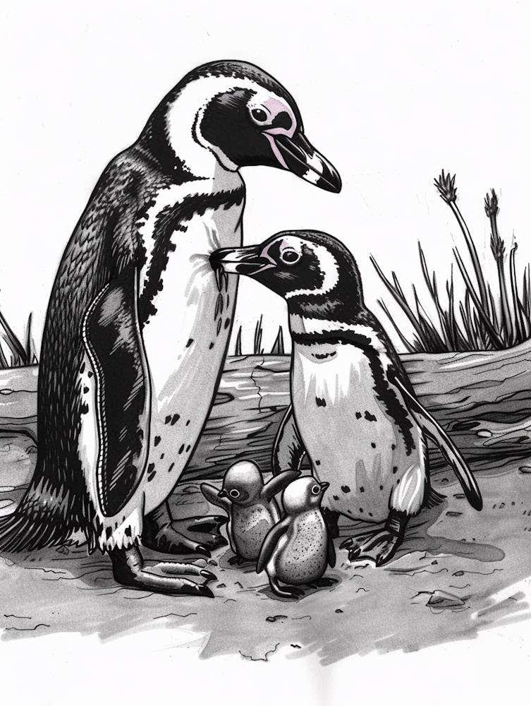 African Penguin Feeding Their Chicks 2