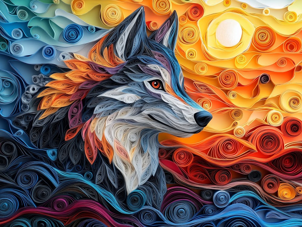 Czechoslovakian Wolf Dog Paper Quilling Dog Portrait