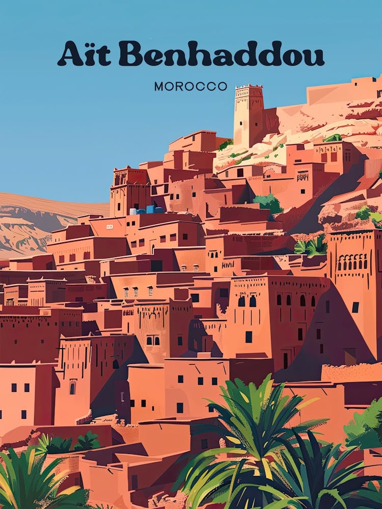Ait Benhaddou - Village du Maroc - Illustration de voyage