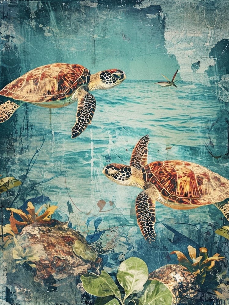 Kitsch Sea Turtle Collage 2