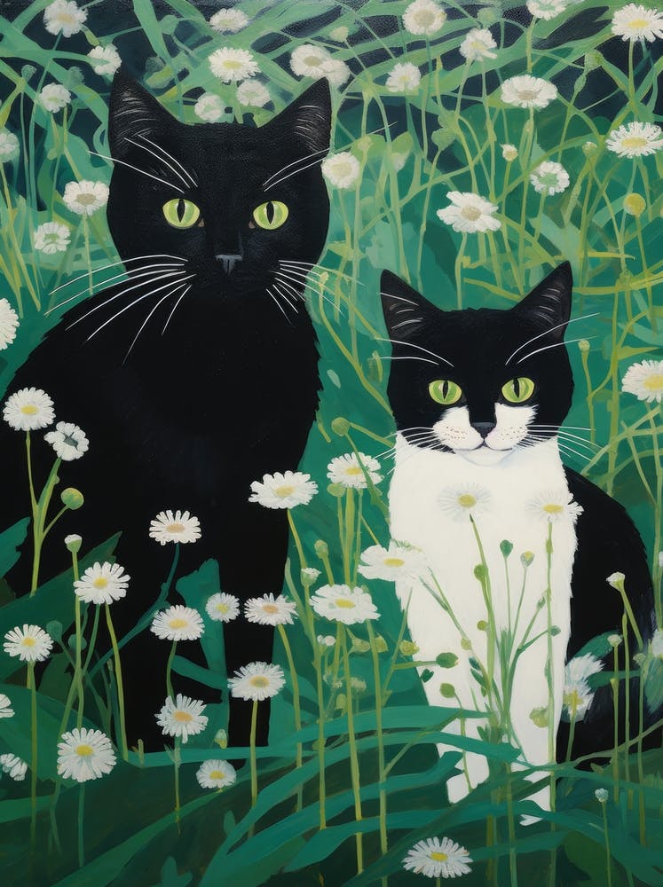 Black Cats In Daisies 2