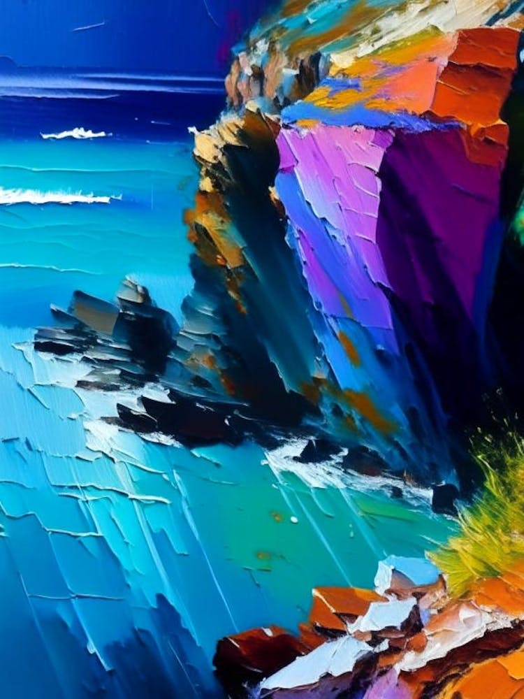 Coastal Cliffs And Rocky Shores Waterscape Bright Abstract 3