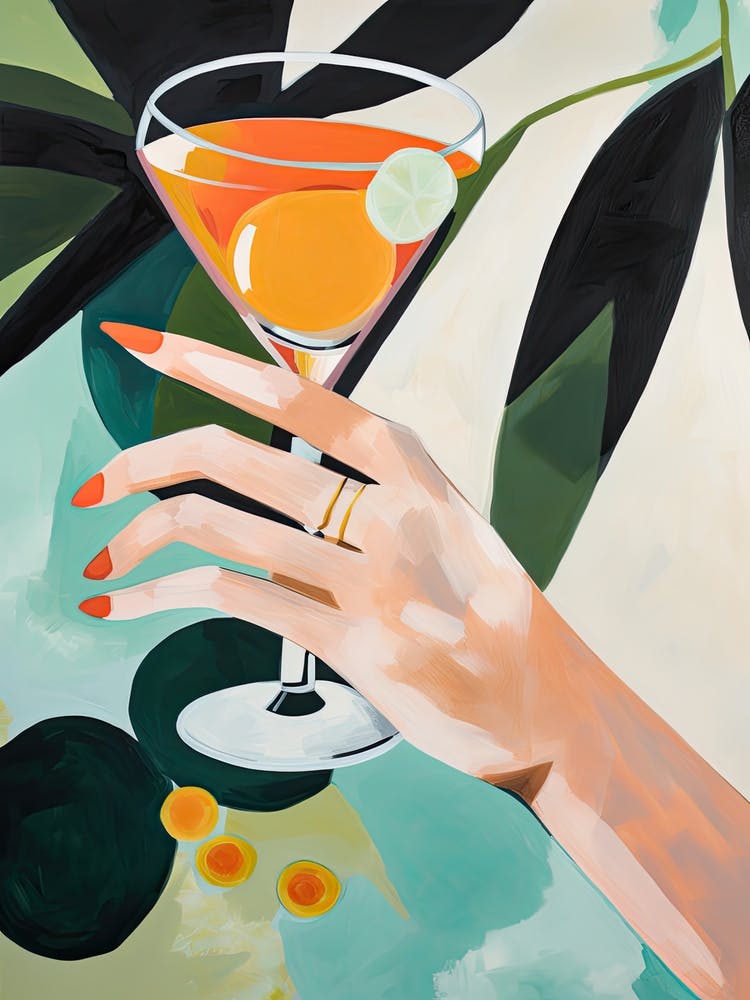 Colourful Hand Holding A Martini