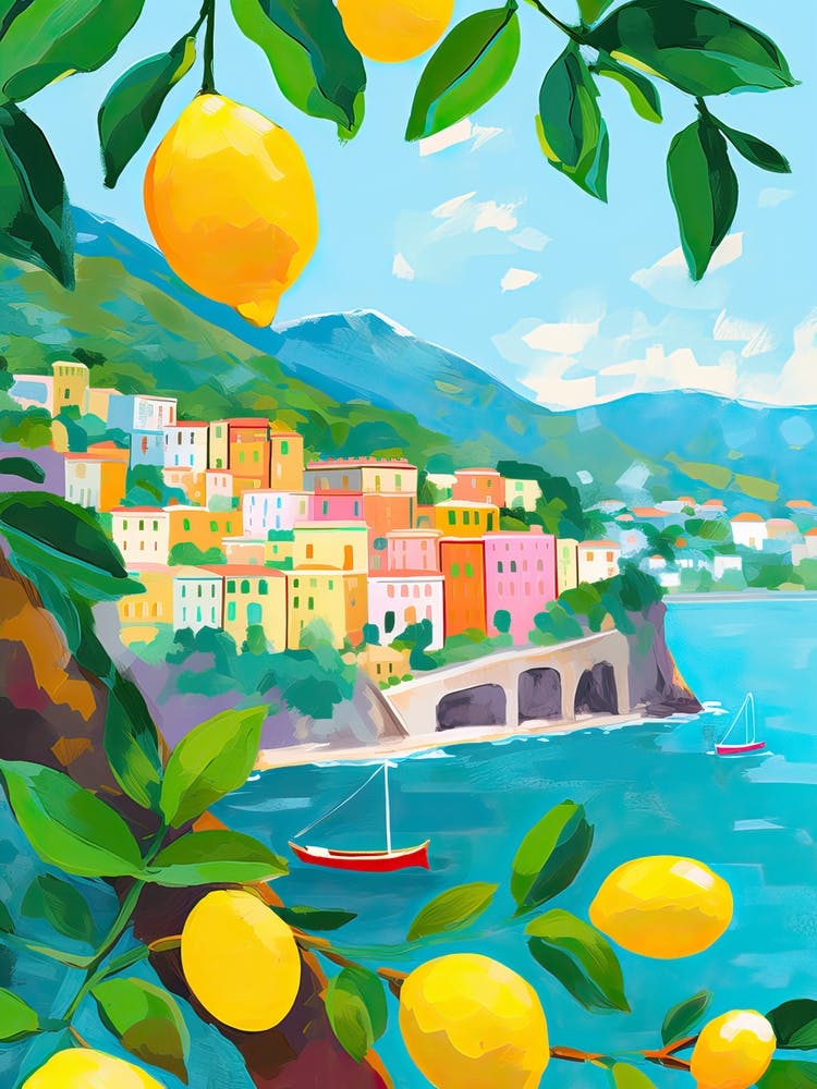 Amalfi Lemons Travel Painting Italy