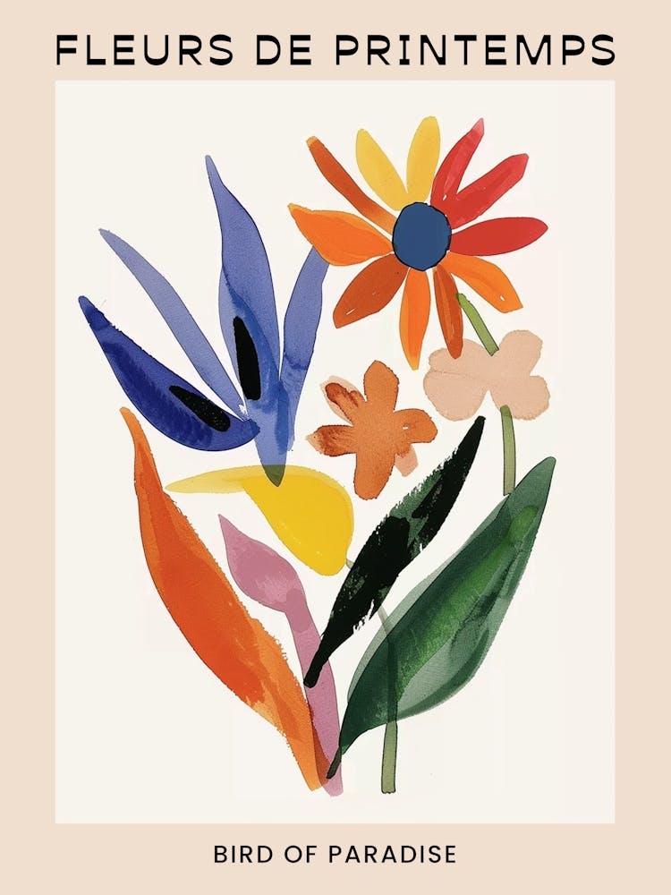 Spring Floral French Poster  Bird Of Paradise 3