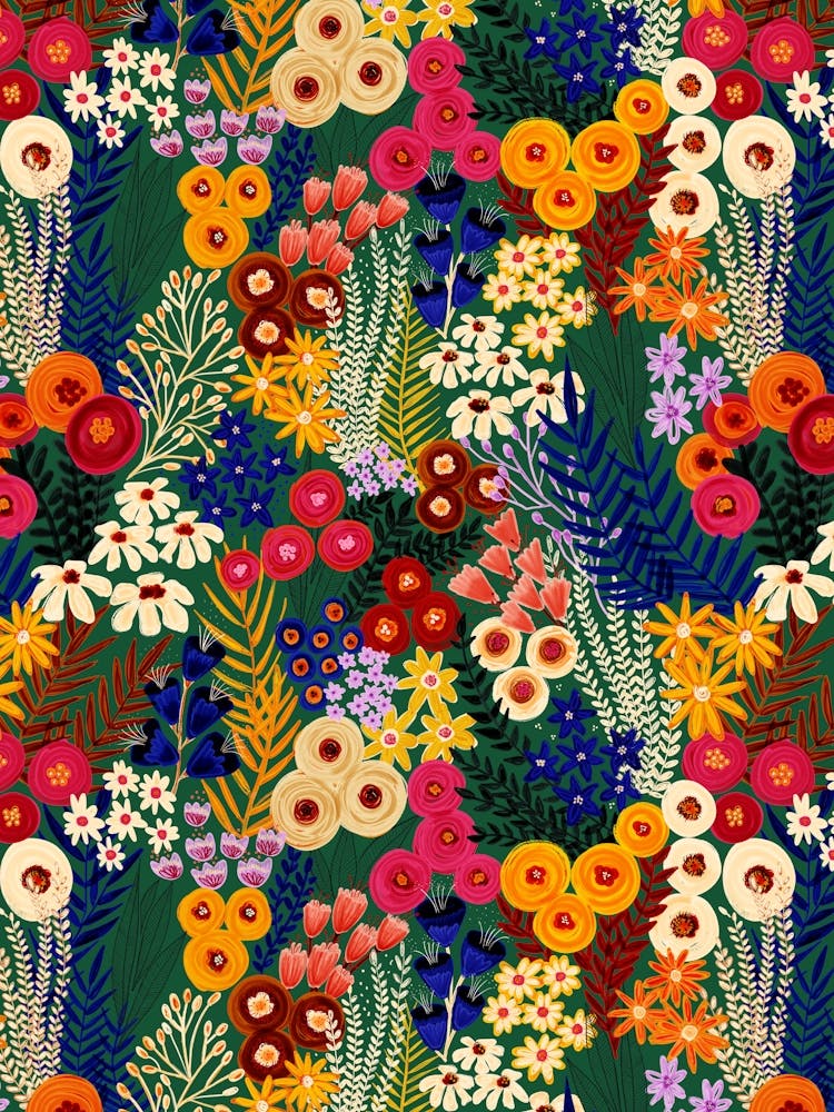 Summer Abstract Floral Wild Flower Meadow Painterly