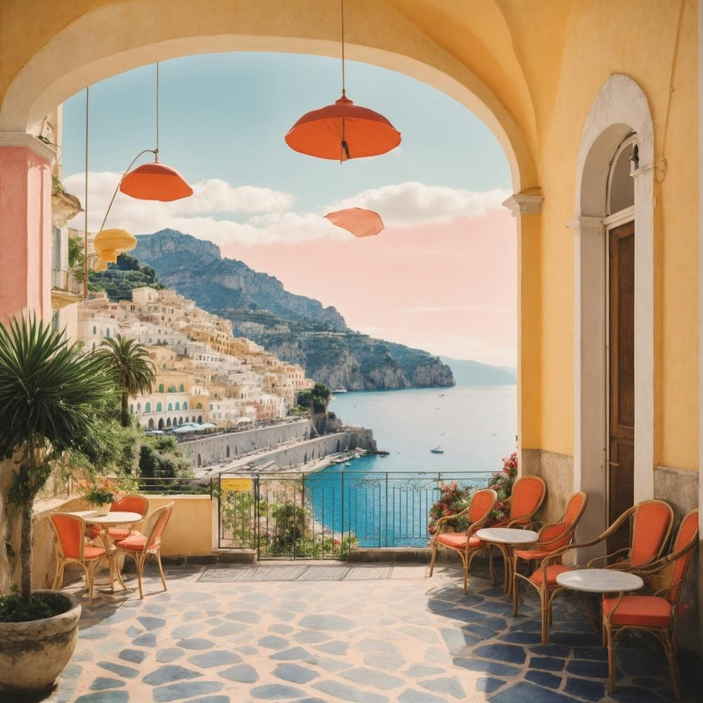 Amalfi Coast Matisse Style, Italy 5 Watercolour Travel Poster (2)