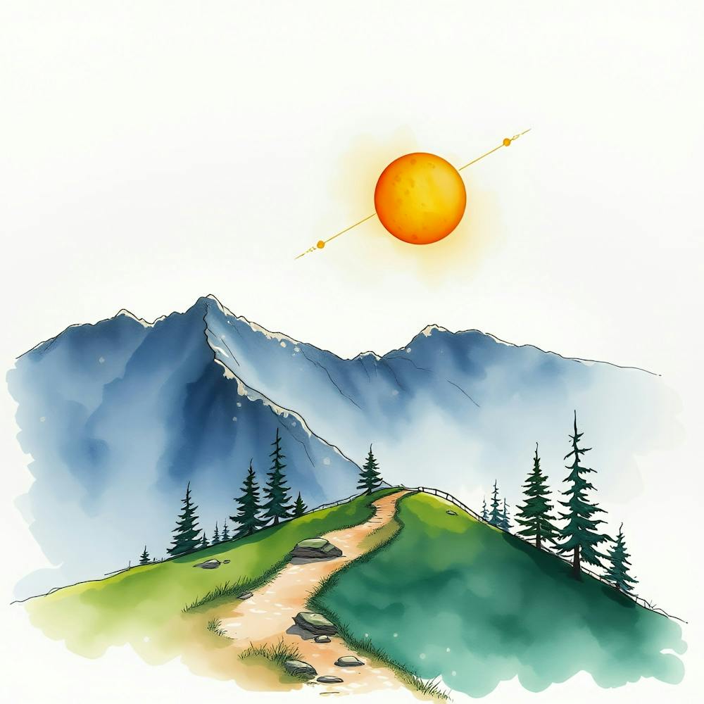 Watercolor Mountain Landscape
