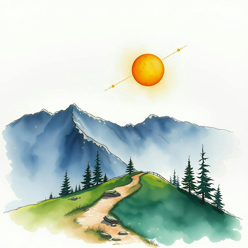 Watercolor Mountain Landscape
