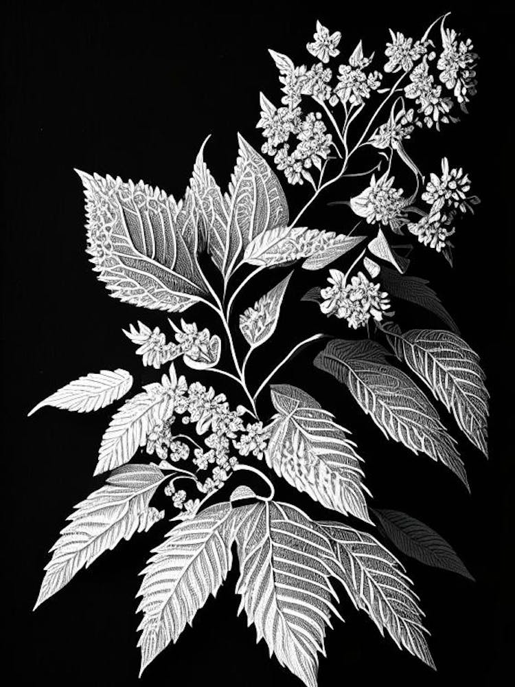 Spirea Leaf Linocut 1