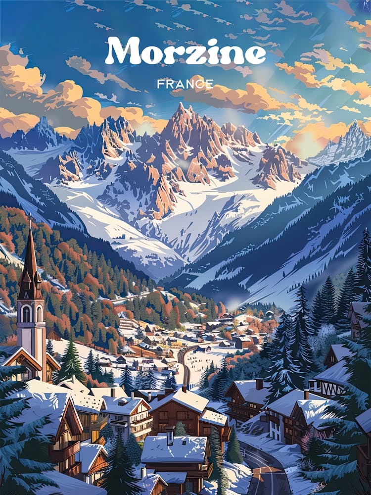 Morzine French Alps Travel Art