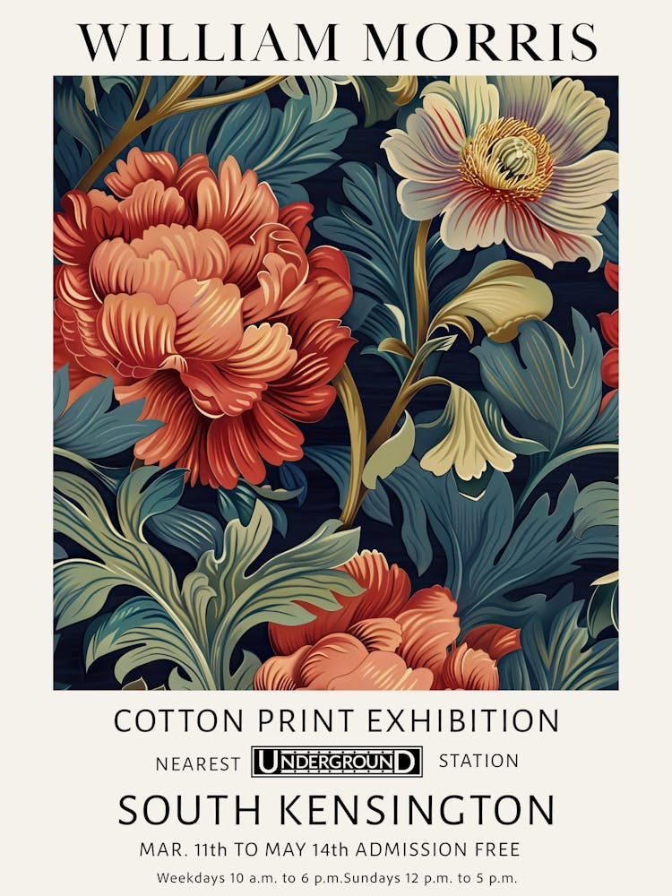 William Morris Big Flowers Dark Academia